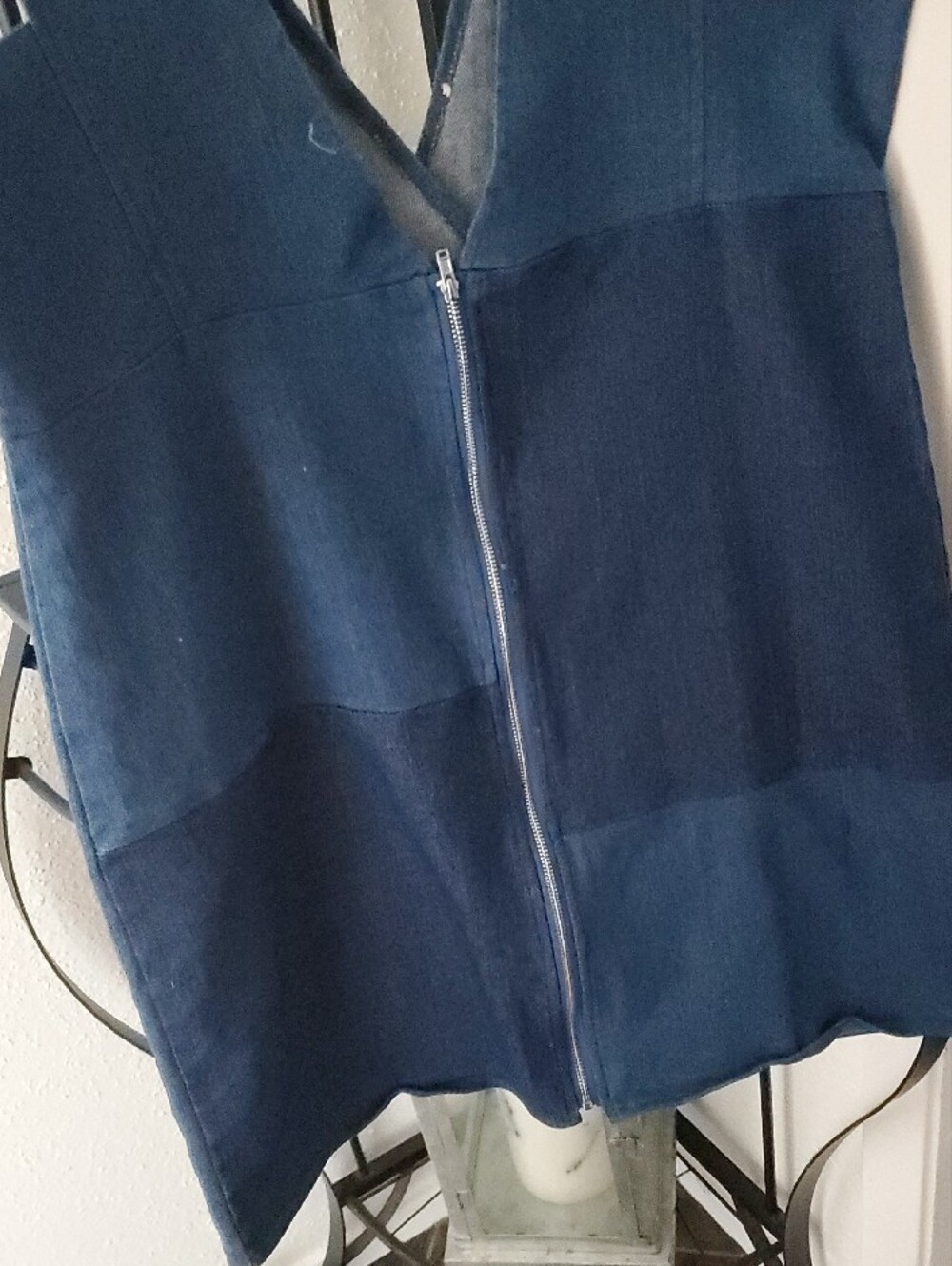 Deep V-Neck Blue Mini Dress - Picture 4 of 7